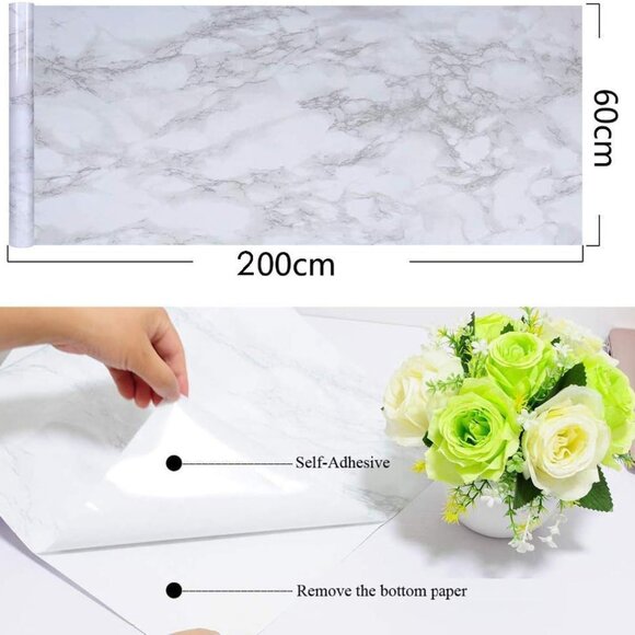 Marble Contact Paper 24'' X 79'' Granite Self-Adhesive Roll Thick Waterproof PVC - Picture 3 of 4